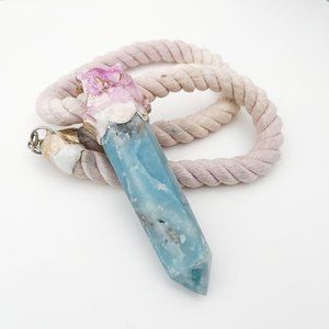 Adina Mills Extra Large Rope Necklace with Crystal Point Pendant